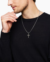 Cable Cross Pendant in Sterling Silver with 18K Yellow Gold, 35mm